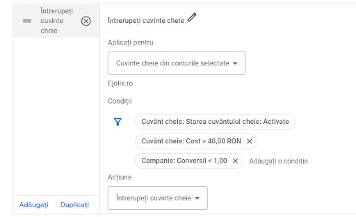 reguli cuvinte cheie