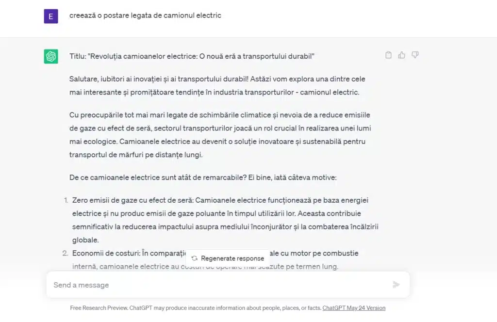 postare chatgpt romana
