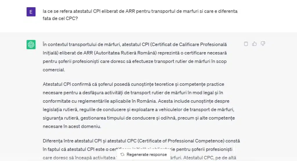 info corecte chatgpt