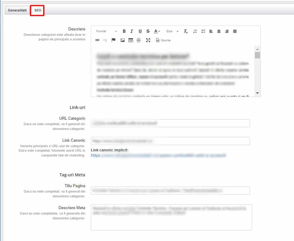 optimizare seo categorie