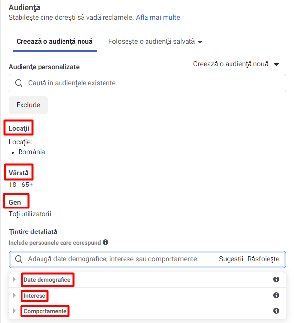 audienta noua facebook ads