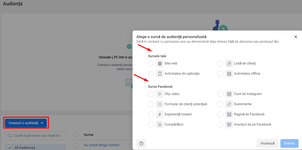 audienta in facebook business manager